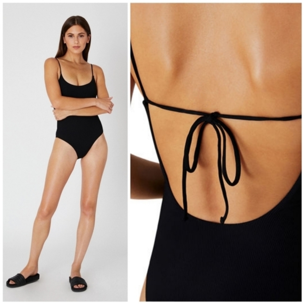 Onia Gabriella One Piece Black Ribbed Swimsuit - Picture 3 of 5